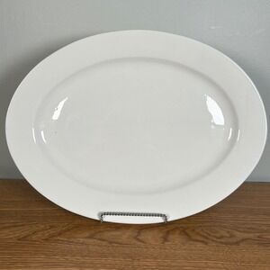 White Elements White 14" Oval Serving Platter Ceramic Dish Minimalist Scandi